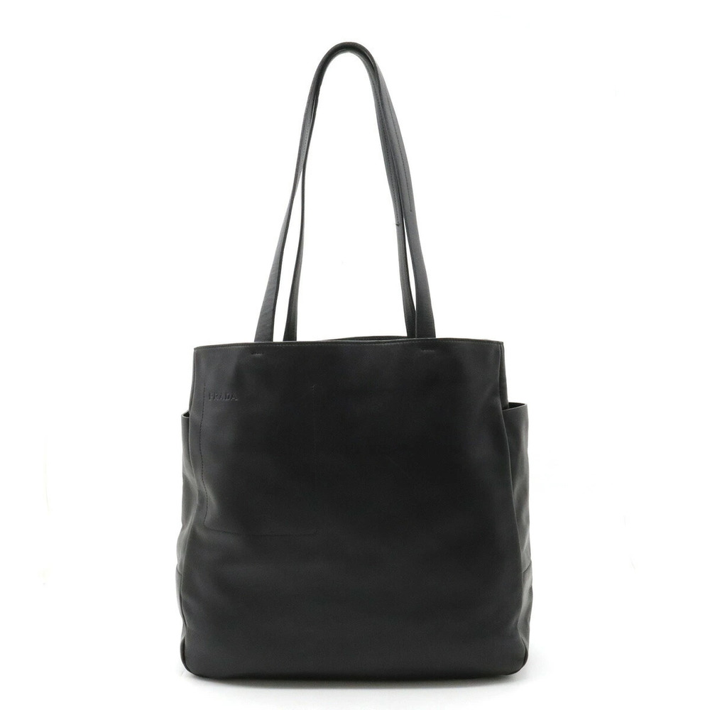 Prada All Leather Tote Bag Shoulder Hobo NERO Black